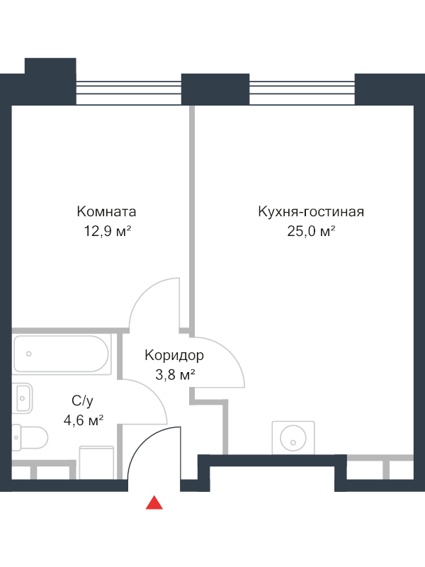 2 ккв (Евро) 45,6 м²