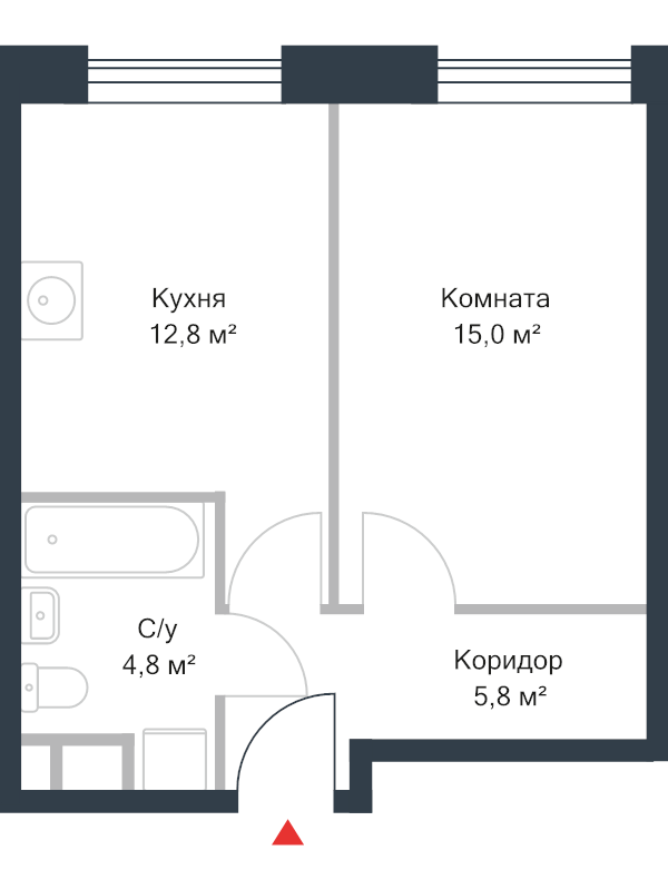 1 ккв 38,6 м²