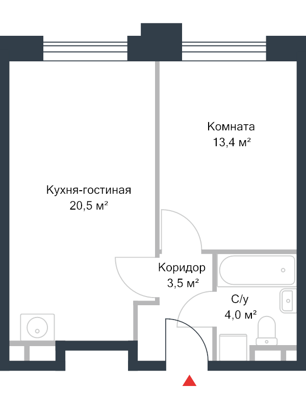 2 ккв (Евро) 41,6 м²