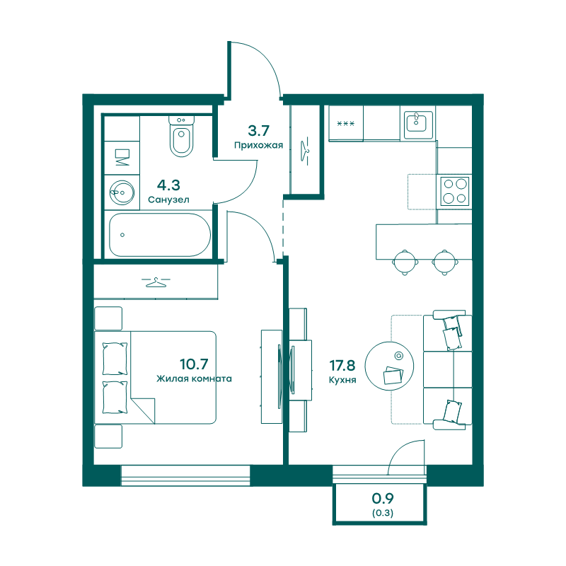 2 ккв (Евро) 36,8 м²