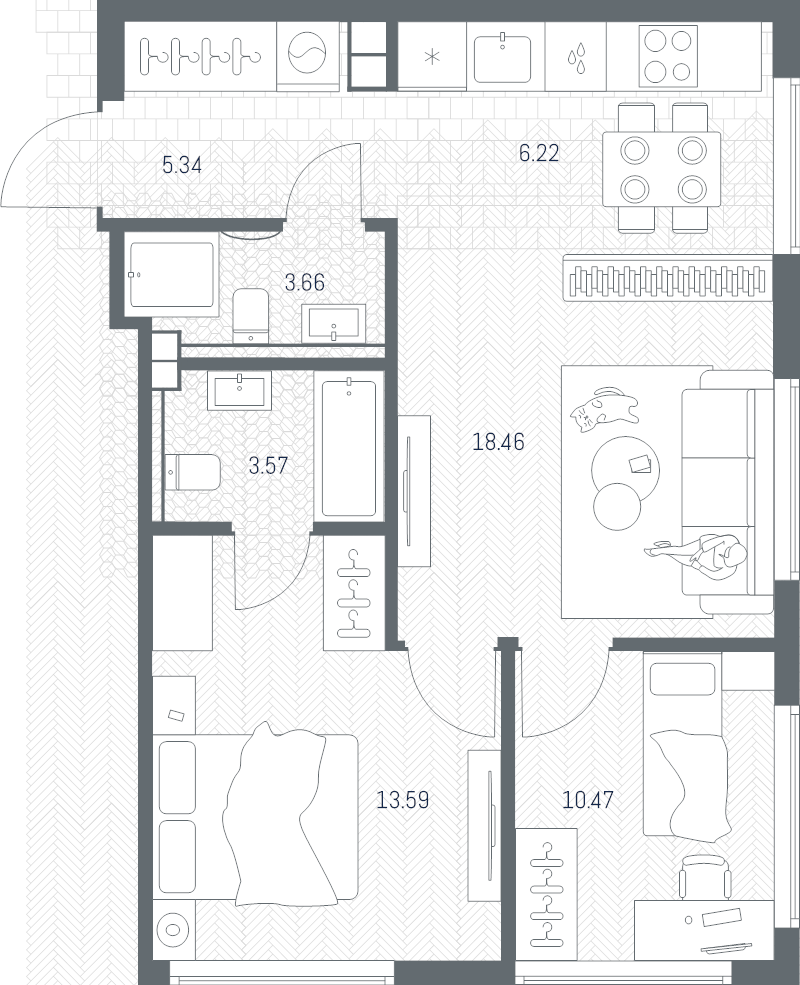 3 ккв (Евро) 61,3 м²