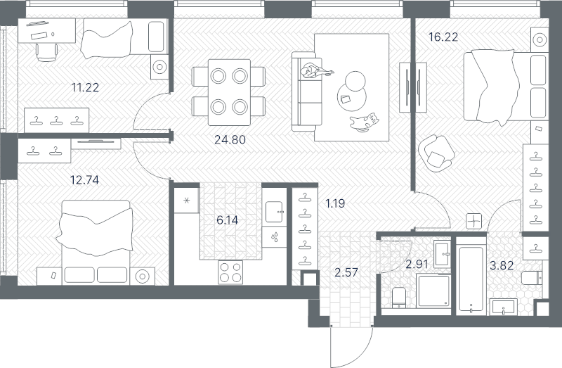 4 ккв (Евро) 81,6 м²
