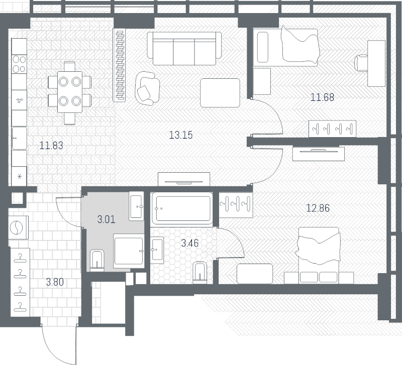 3 ккв (Евро) 59,8 м²