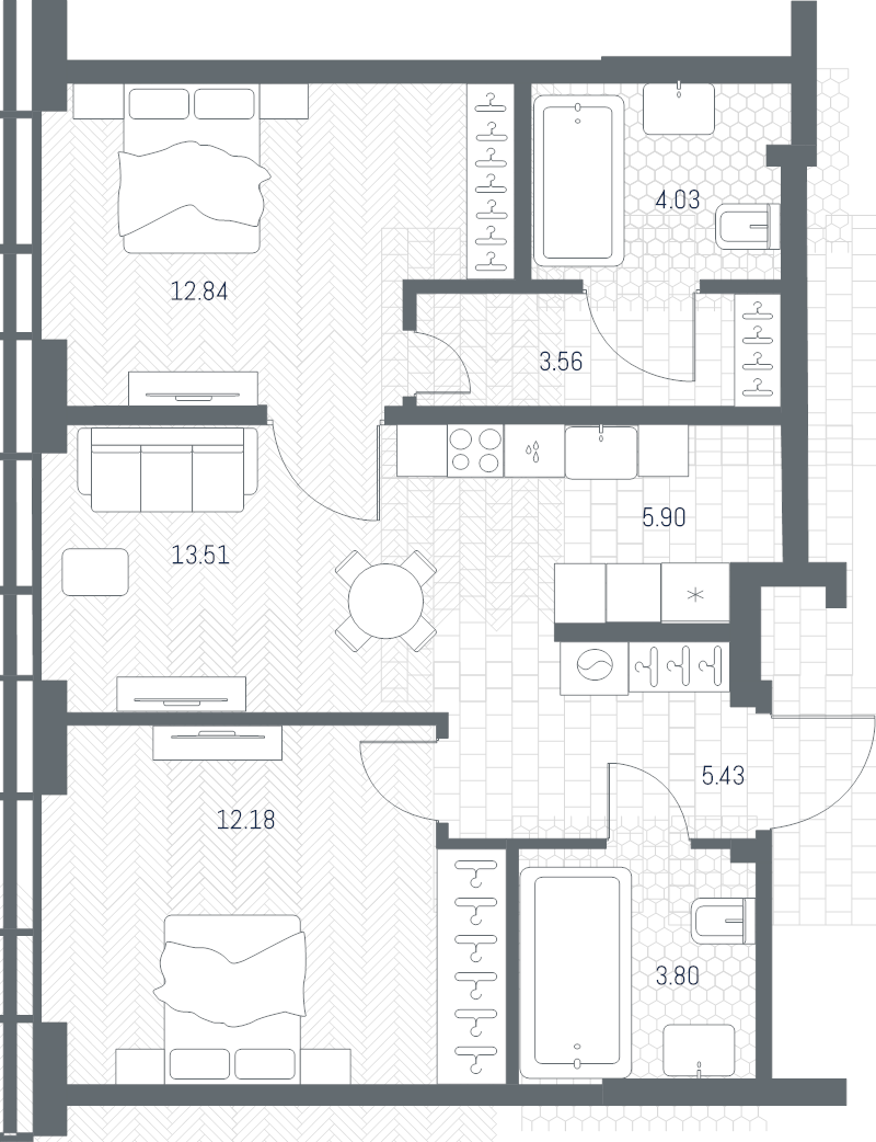 3 ккв (Евро) 61,3 м²