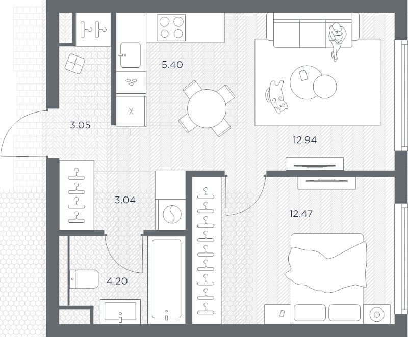 2 ккв (Евро) 41,1 м²