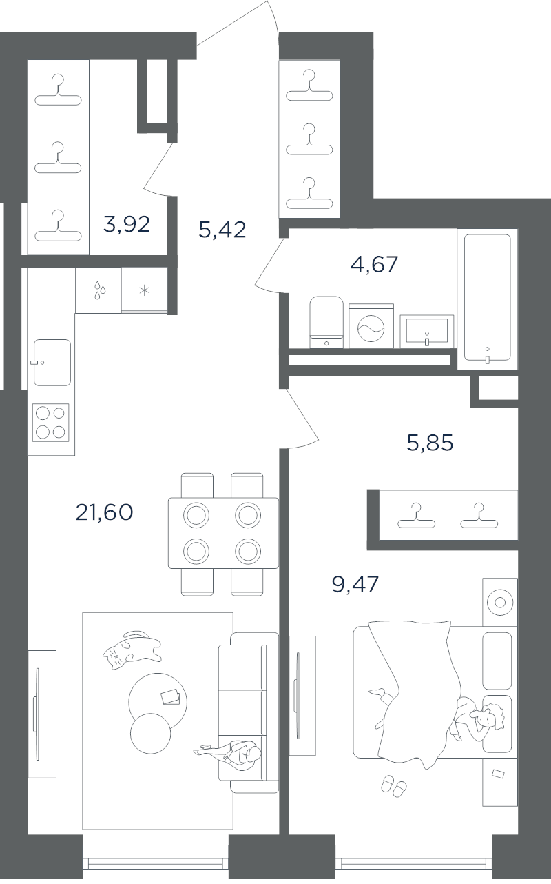 2 ккв (Евро) 50,9 м²