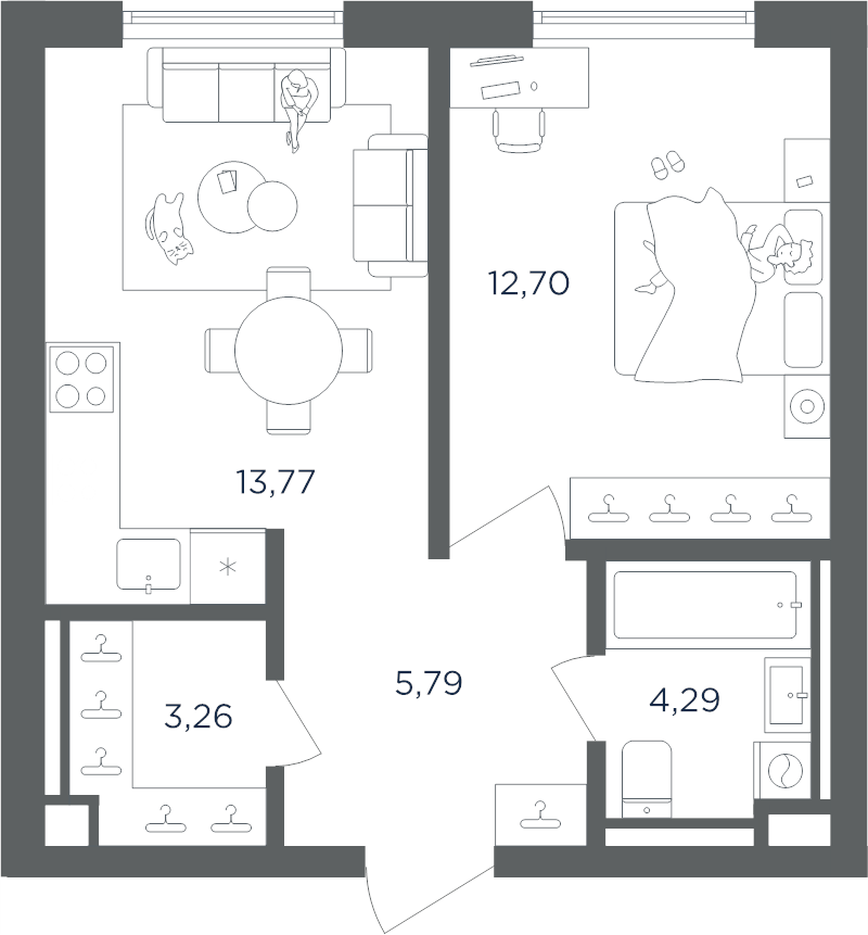 1 ккв 39,8 м²