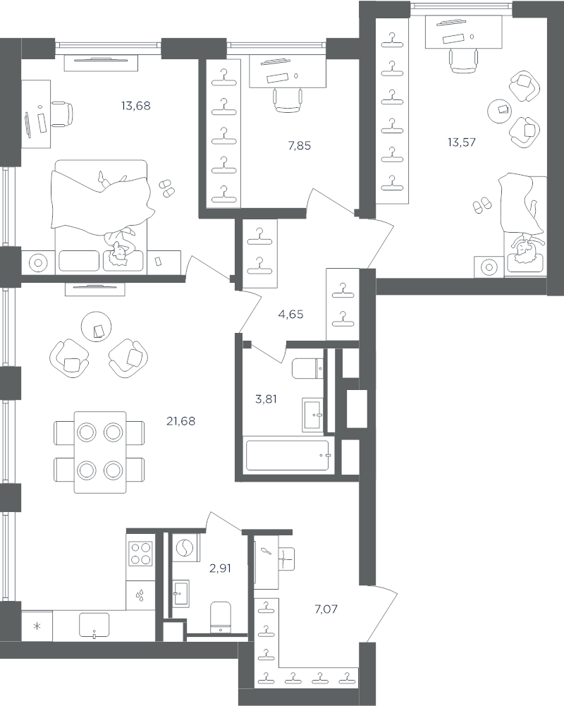 3 ккв (Евро) 75,2 м²