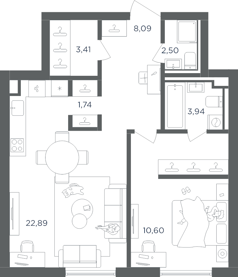 2 ккв (Евро) 58,4 м²