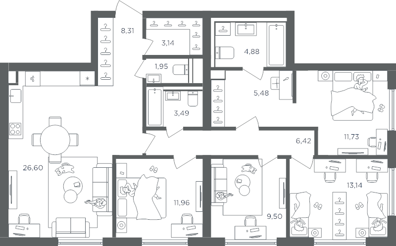 5 ккв (Евро) 106,6 м²