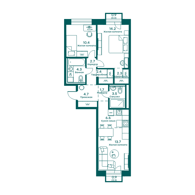 3 ккв (Евро) 67,1 м²