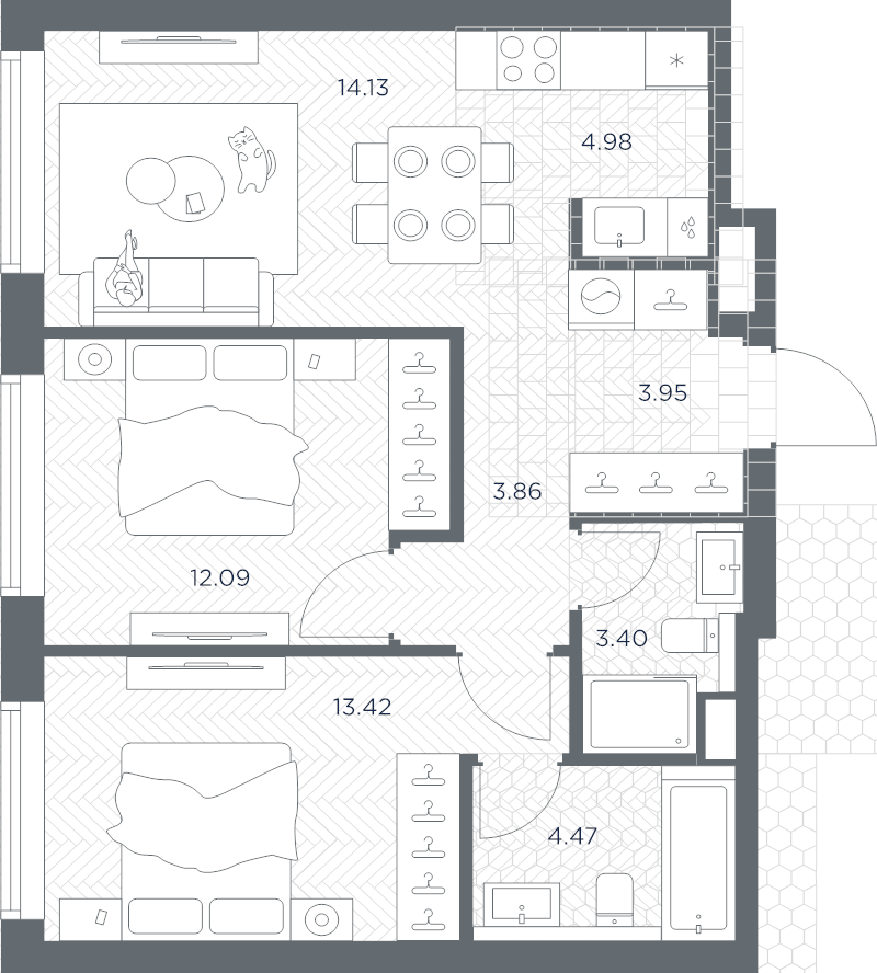 3 ккв (Евро) 60,3 м²