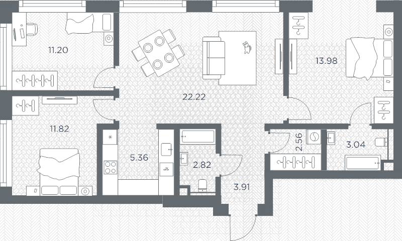 4 ккв (Евро) 76,9 м²