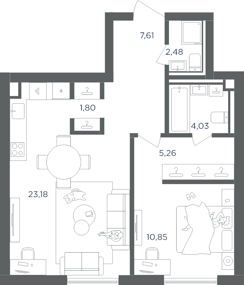 2 ккв (Евро) 55,2 м²