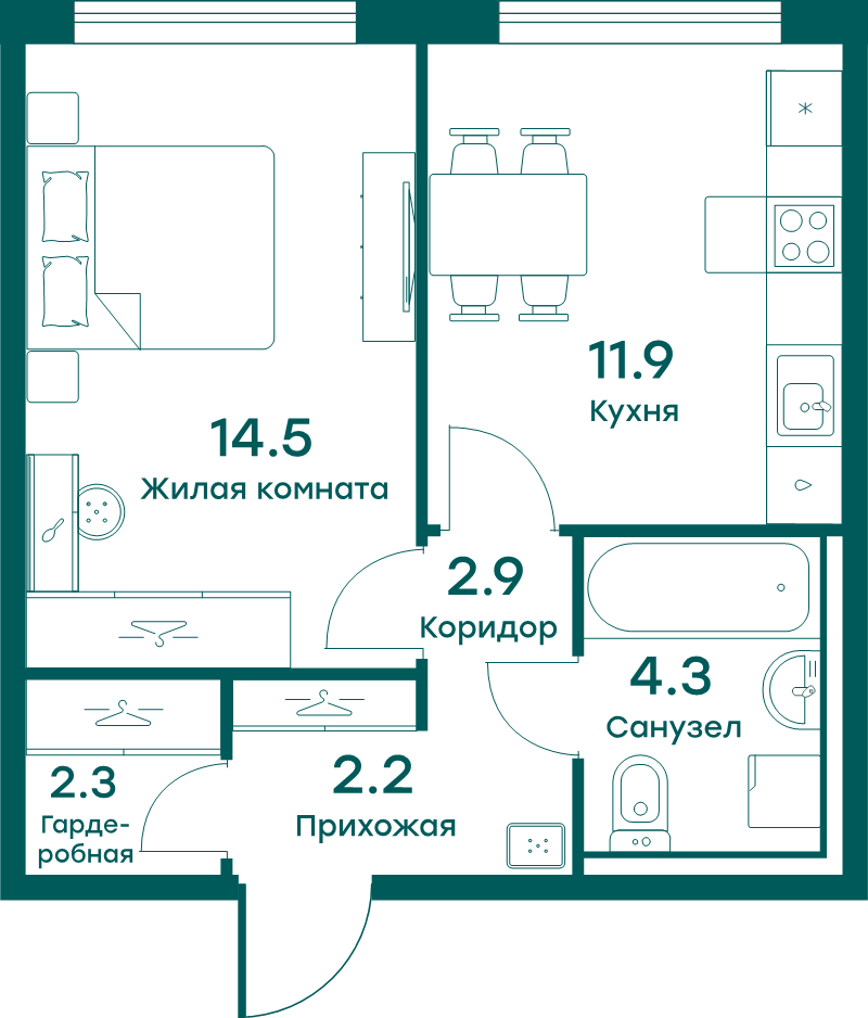 1 ккв 38,1 м²