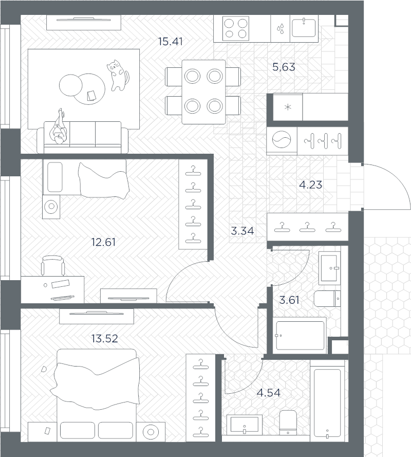 3 ккв (Евро) 62,9 м²
