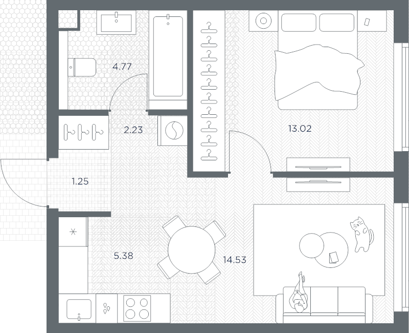 2 ккв (Евро) 41,2 м²