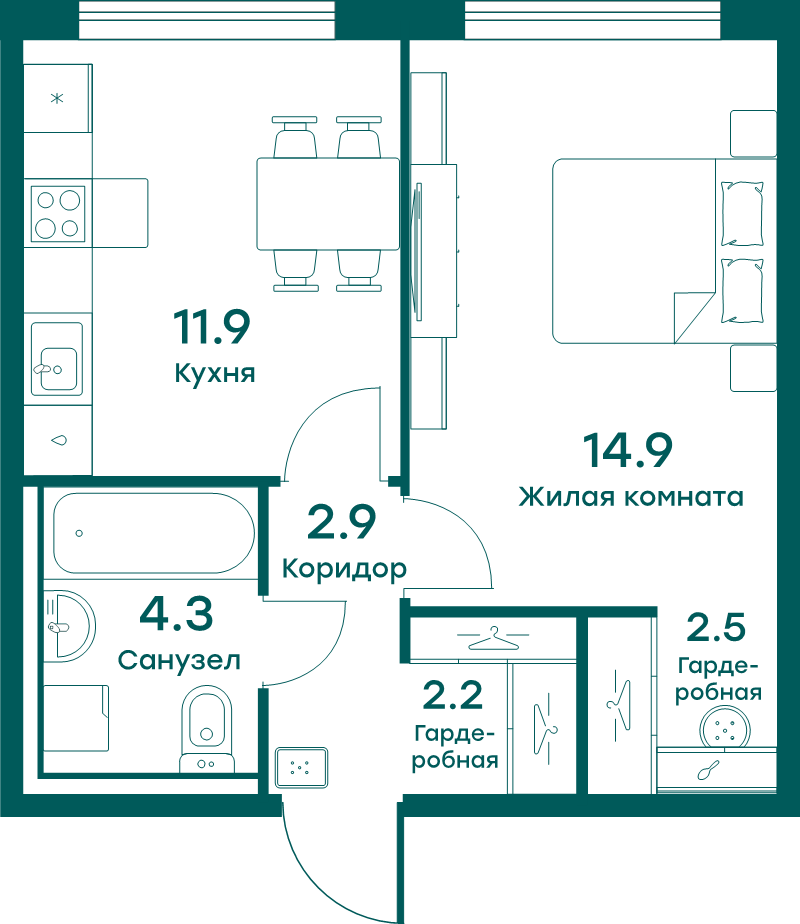 1 ккв 38,7 м²