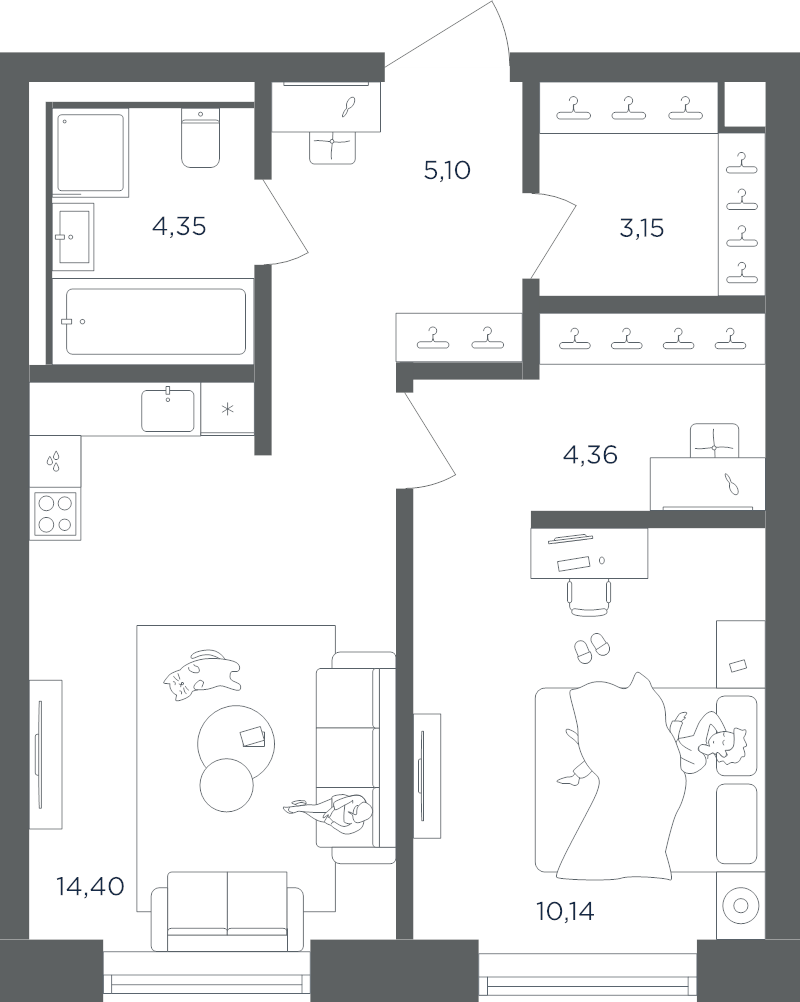 1 ккв 41,5 м²