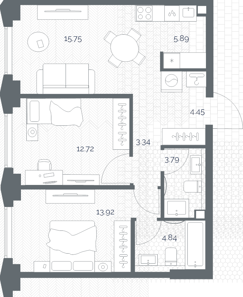 3 ккв (Евро) 64,7 м²