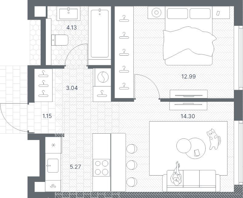 2 ккв (Евро) 40,9 м²