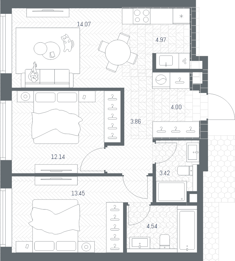 3 ккв (Евро) 60,5 м²