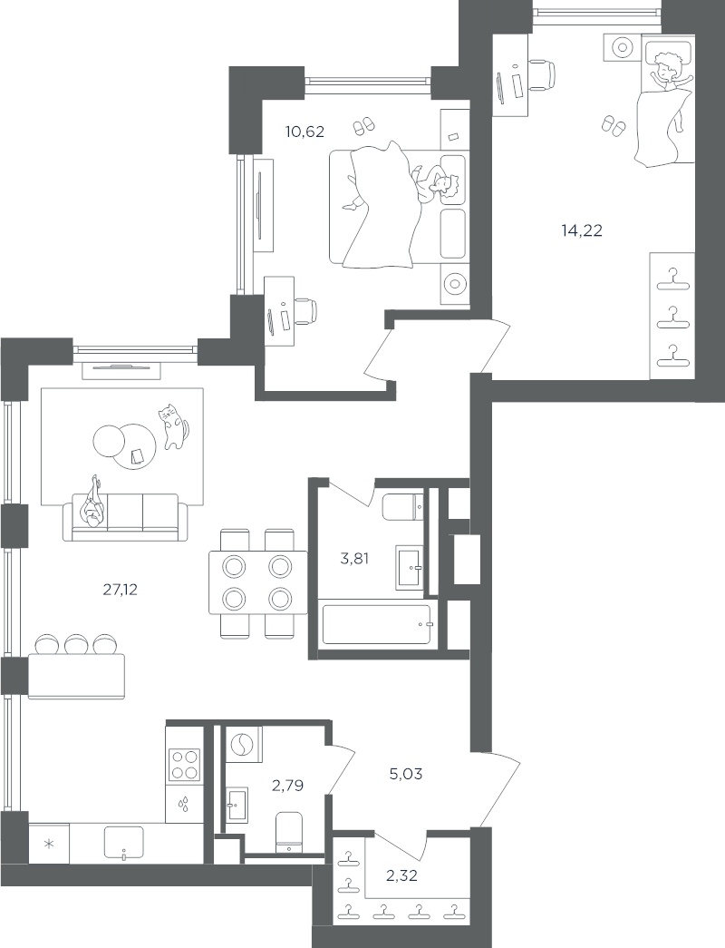 3 ккв (Евро) 65,9 м²