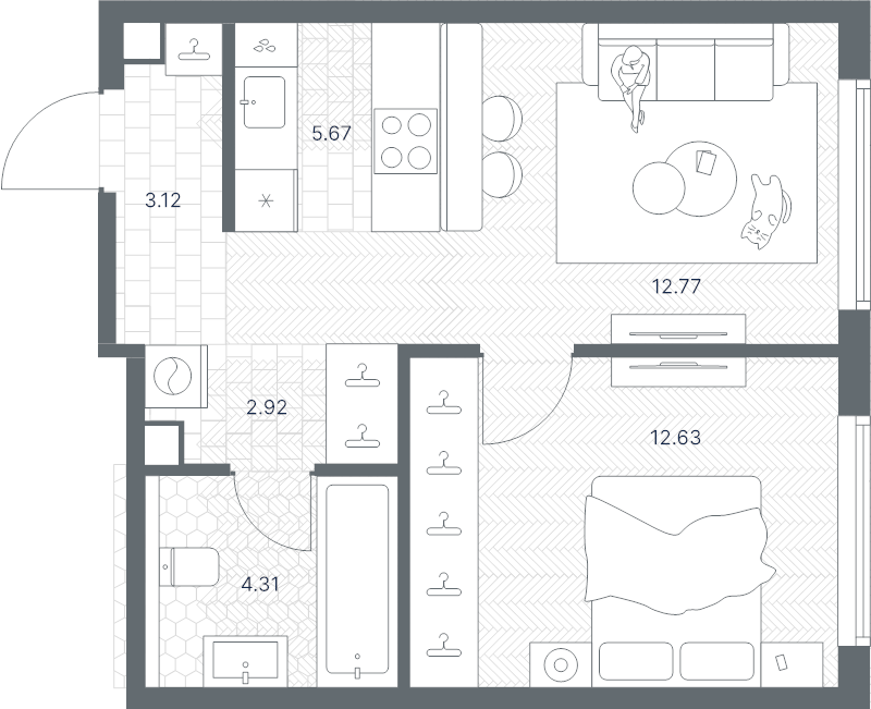 2 ккв (Евро) 41,4 м²