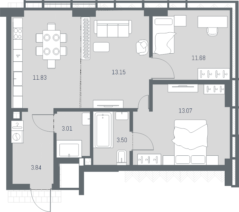 3 ккв (Евро) 60,1 м²