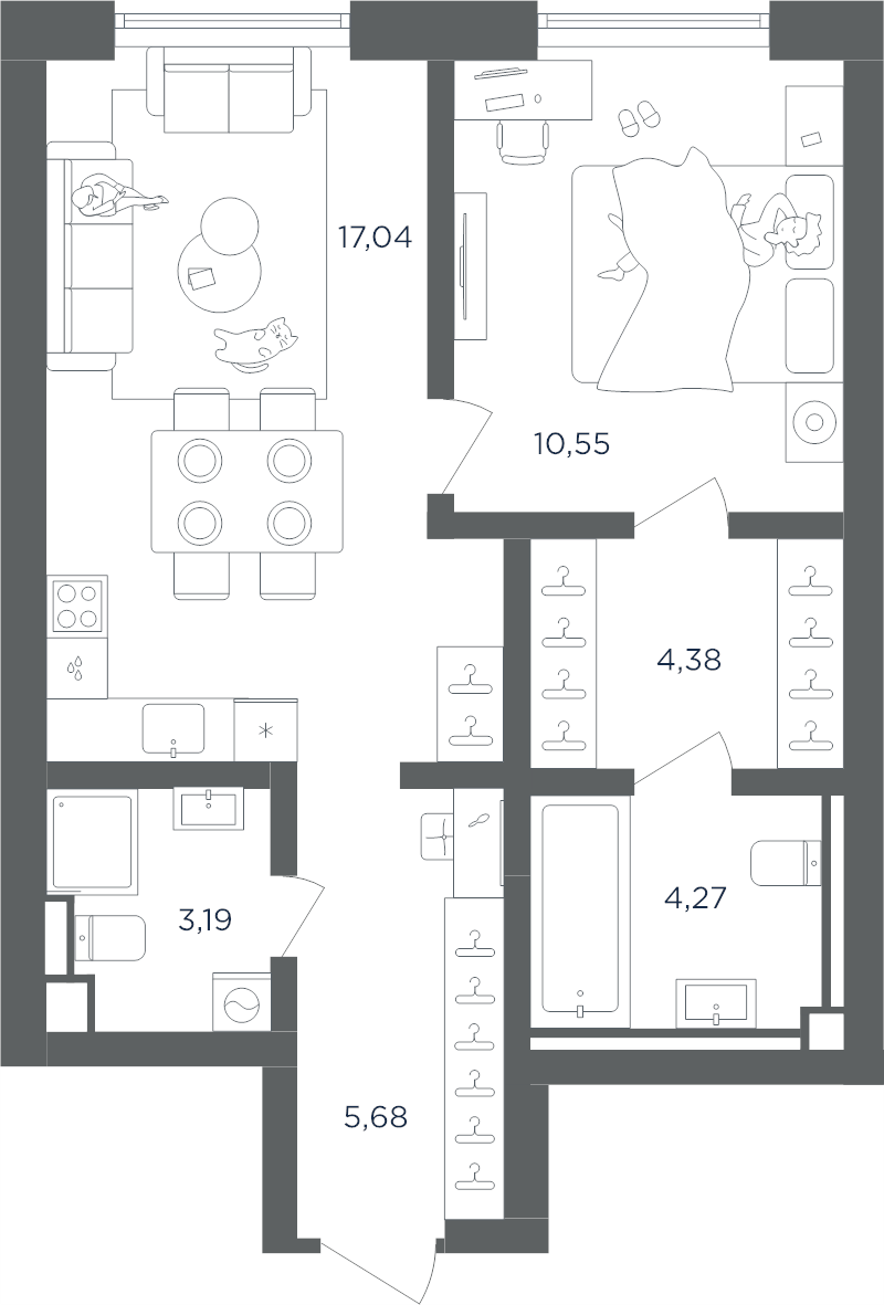 2 ккв (Евро) 45,1 м²