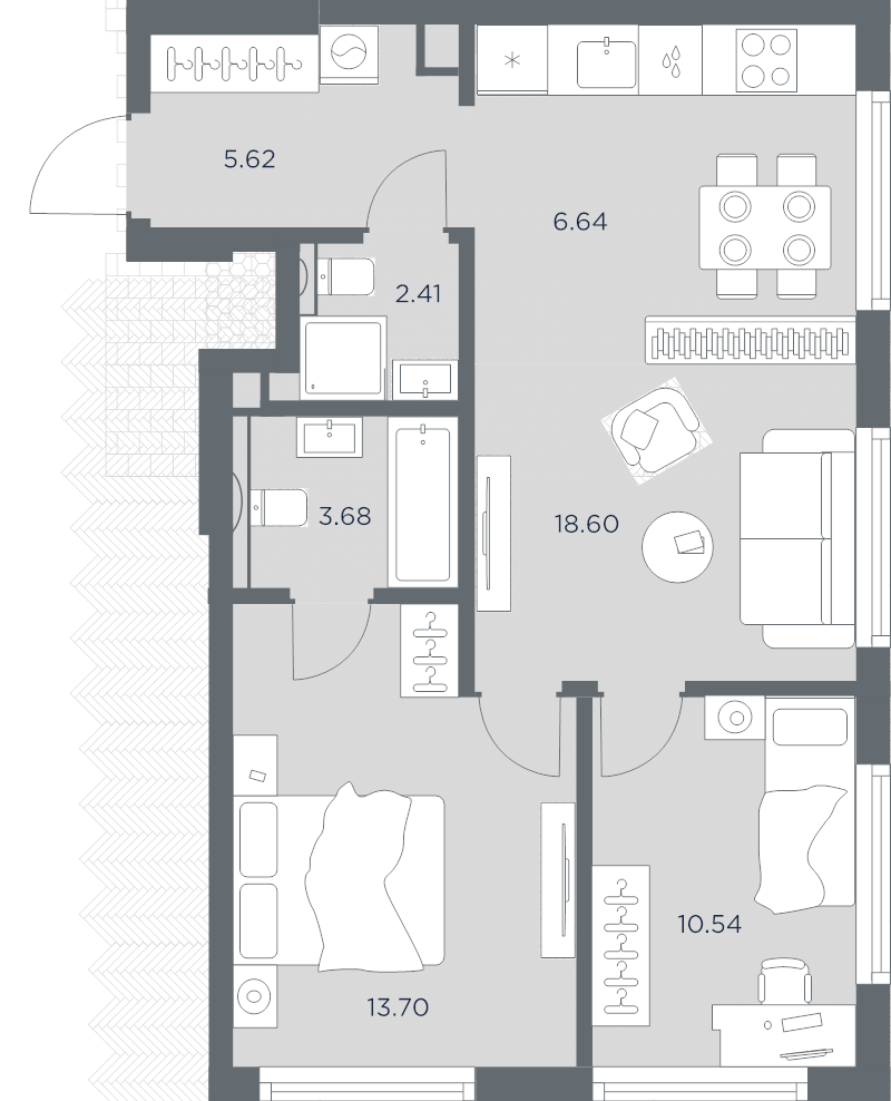 3 ккв (Евро) 61,2 м²