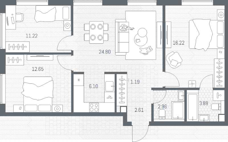 4 ккв (Евро) 81,6 м²