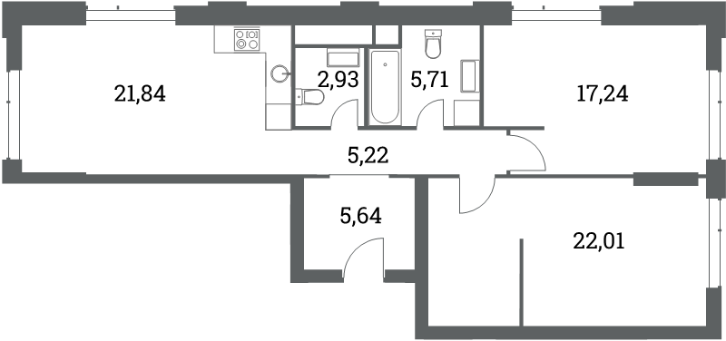3 ккв (Евро) 81 м²