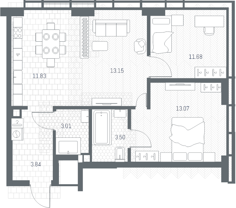 3 ккв (Евро) 60,1 м²