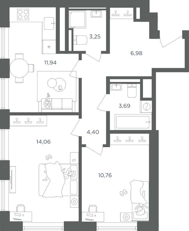2 ккв 55,1 м²