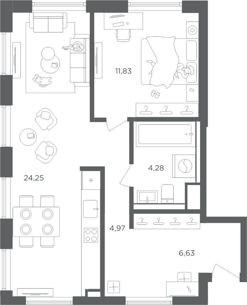 2 ккв (Евро) 52 м²
