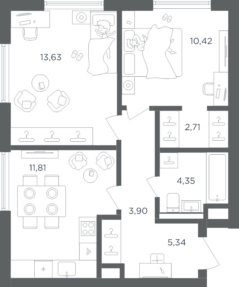 1 ккв 39,7 м²