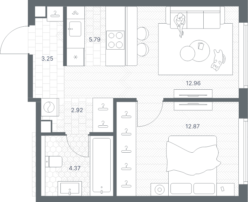 2 ккв (Евро) 42,2 м²