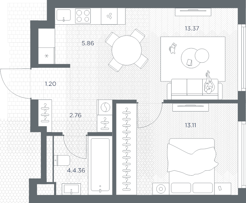 2 ккв (Евро) 40,9 м²