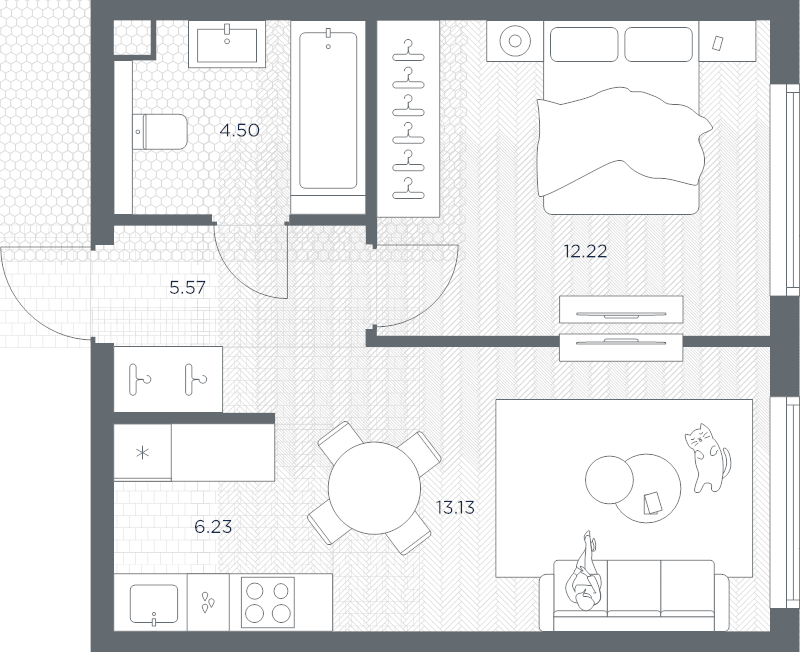 2 ккв (Евро) 41,7 м²
