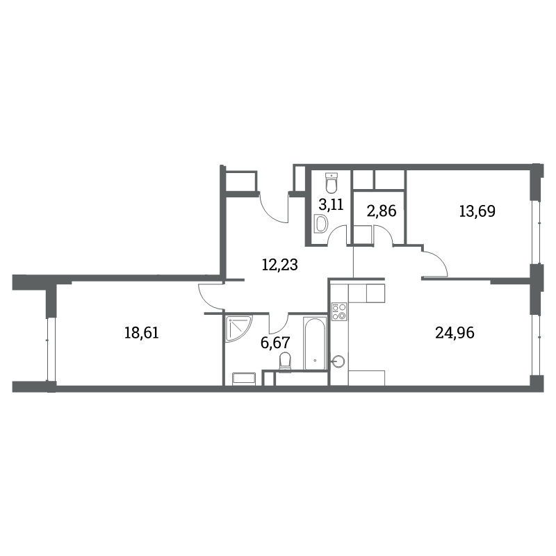 3 ккв (Евро) 82,5 м²