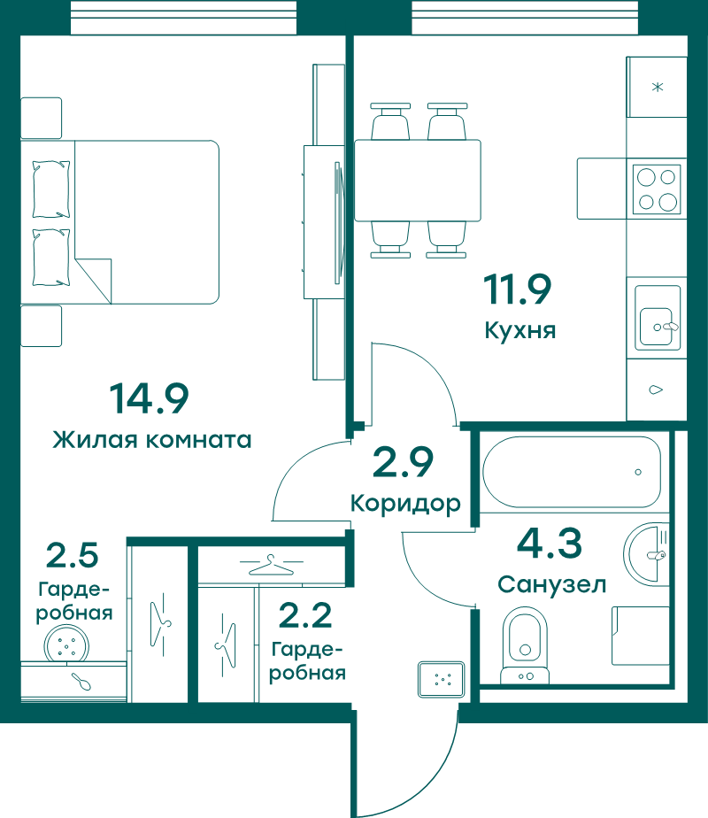 1 ккв 38,7 м²