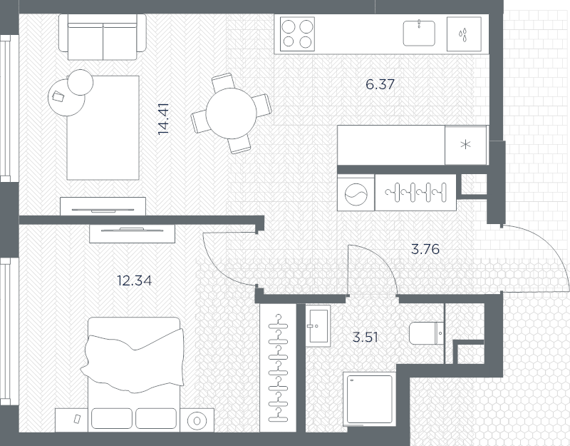 2 ккв (Евро) 40,4 м²