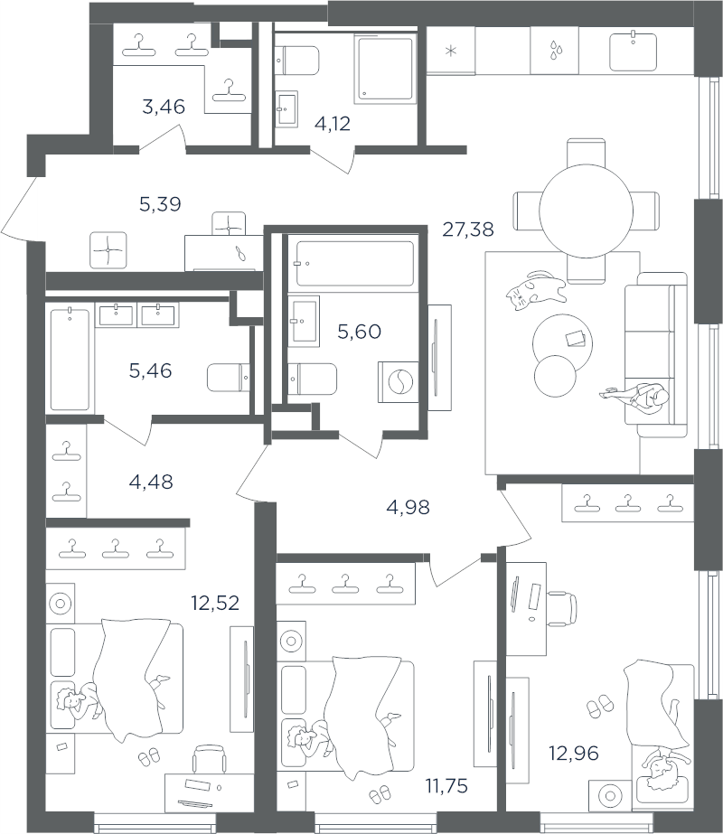 4 ккв (Евро) 98,1 м²