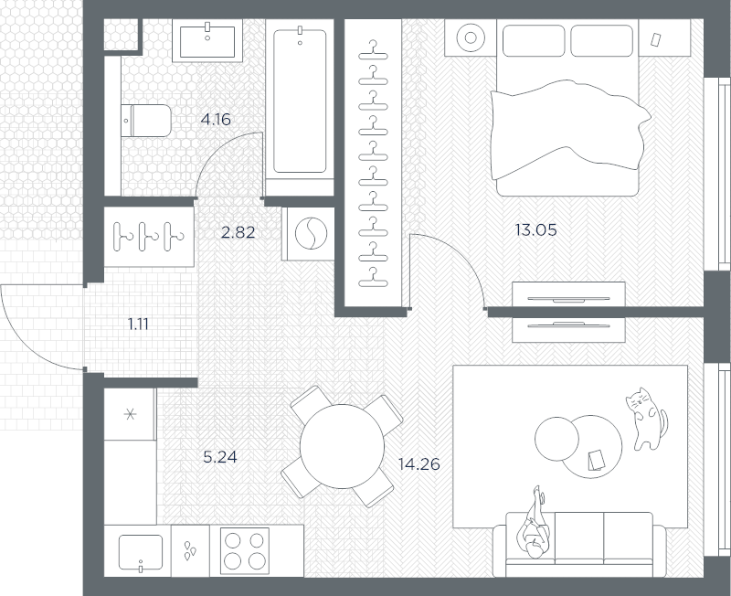 2 ккв (Евро) 40,6 м²