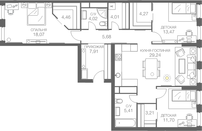 4 ккв (Евро) 112,1 м²