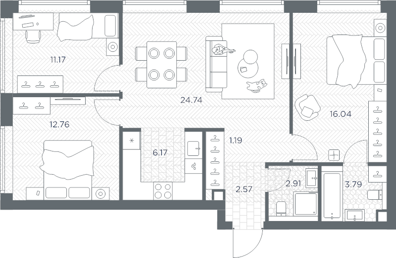 4 ккв (Евро) 81,3 м²