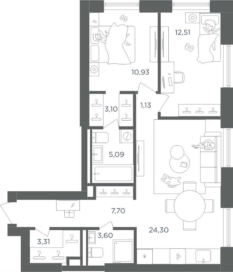 3 ккв (Евро) 71,7 м²