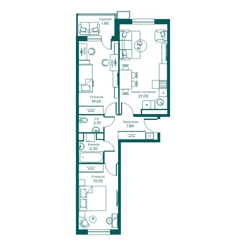 3 ккв (Евро) 63,8 м²