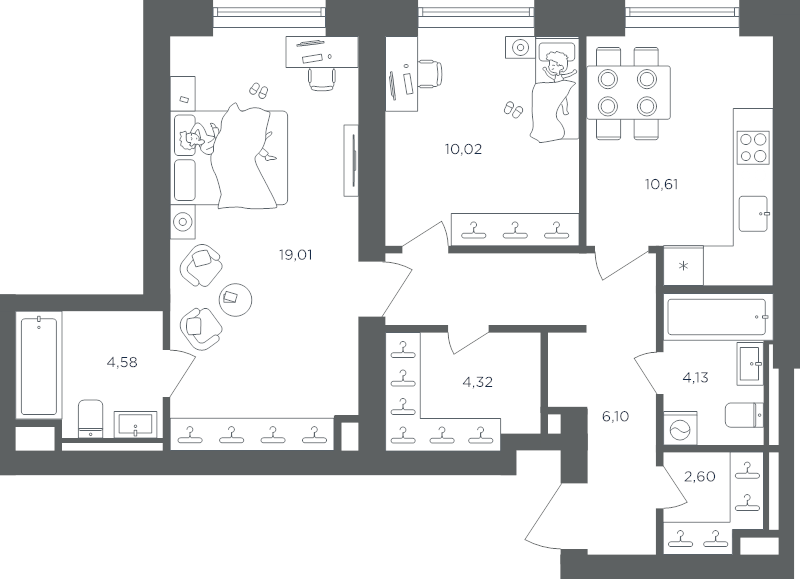 2 ккв 64,7 м²